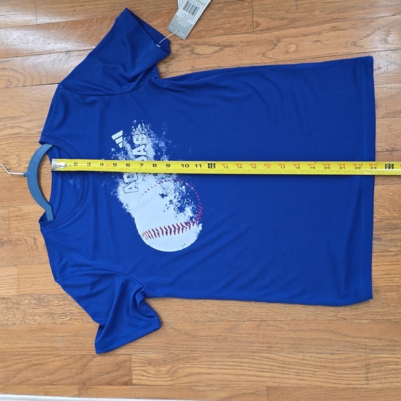 ADIDAS BRAND SIGNATURE BOYS BLUE SHORT SLEEVE BASEBALL TEE SIZE MEDIUM - Picture 14 of 16